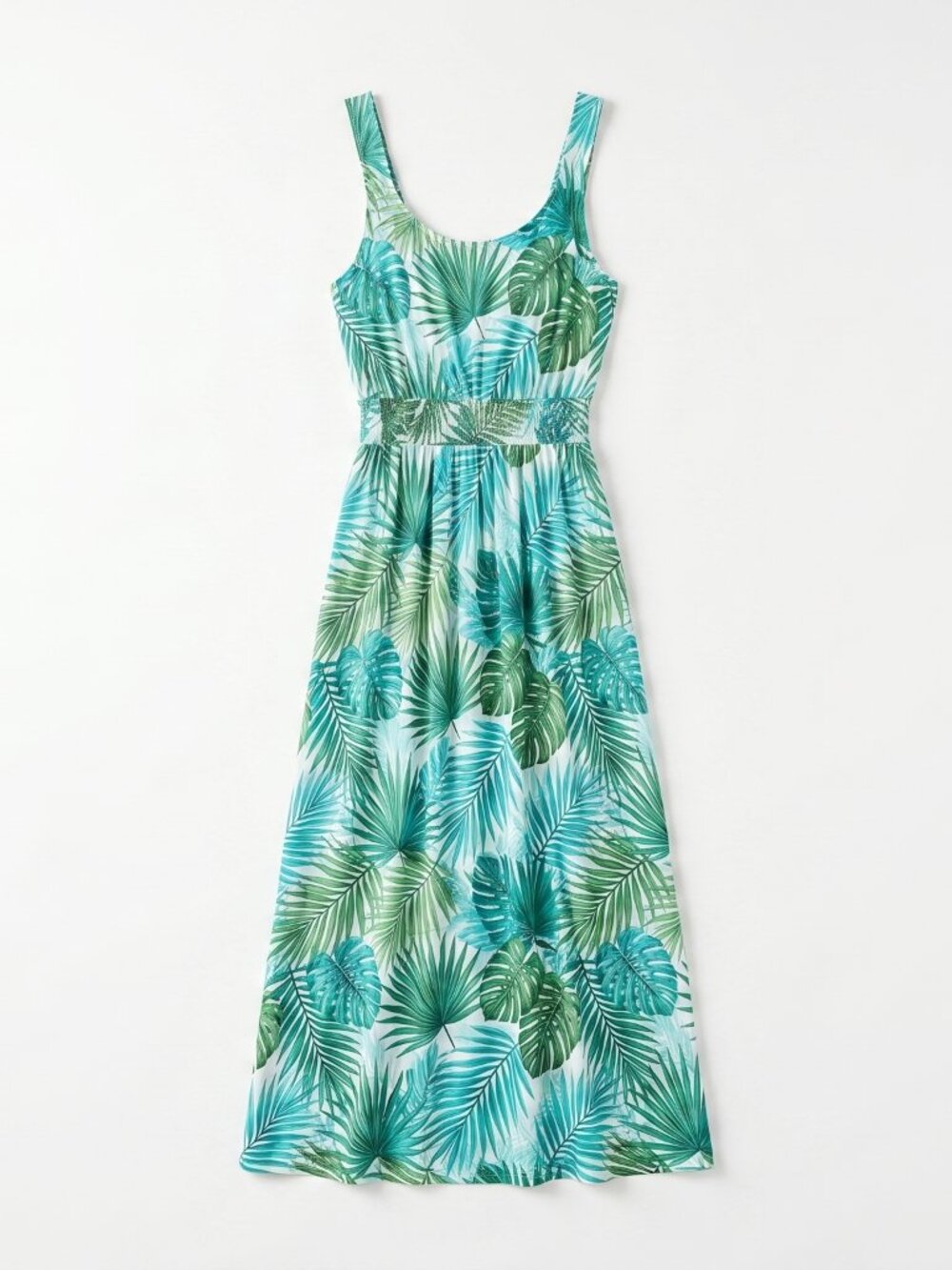 Green and Blue Floral Maxi Dress